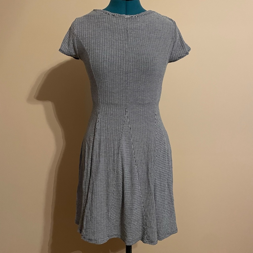 Monteau Mini Dress A Line Swing Women’s M Striped Black & White